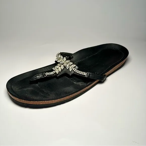 Donald Pliner Women's Vachetta Rhinestone &amp; Black Suede Sandals size 9.5