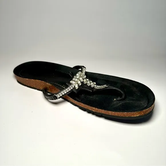 Donald Pliner Women's Vachetta Rhinestone &amp; Black Suede Sandals size 9.5
