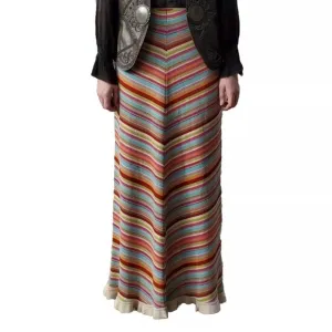 Double D Ranch Chevron Stripe Long Knit Blanket Skirt w Ruffle sz L