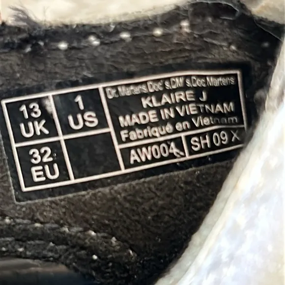 Dr Air Wair Doc Martens Leather Sandal Kids US 1 Klaire White Bouncing Sole