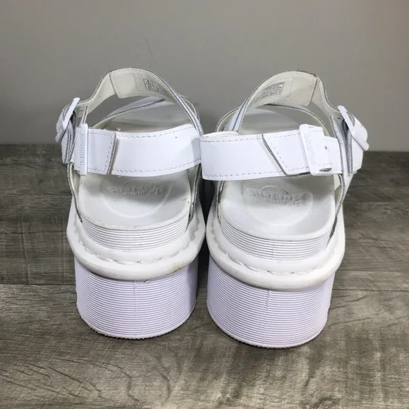 Dr Doc Martens Womens Voss Quad Platform White Leather Sandals Size 8 UK US 10