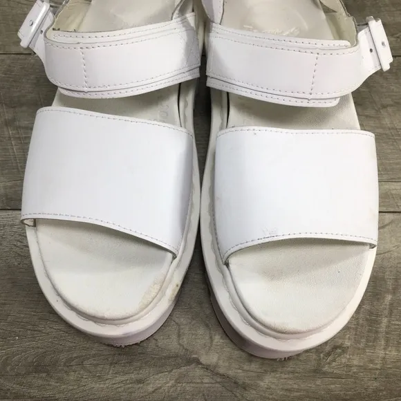 Dr Doc Martens Womens Voss Quad Platform White Leather Sandals Size 8 UK US 10
