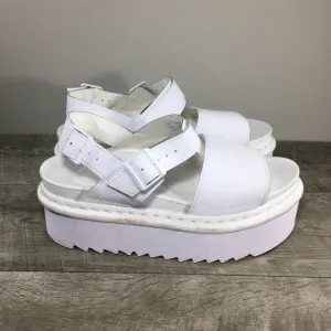 Dr Doc Martens Womens Voss Quad Platform White Leather Sandals Size 8 UK US 10