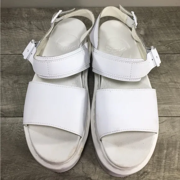 Dr Doc Martens Womens Voss Quad Platform White Leather Sandals Size 8 UK US 10