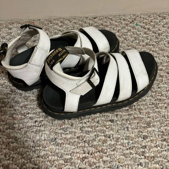 Dr. Marten Blaire Athena Leather Strap Sandal Smoked Mint White- Size 6