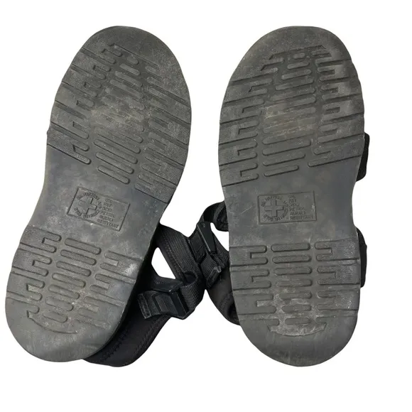 Dr. Martens Airwair Black Fabric/Leather Platform Sandals Unisex 9M/10WPre-Owned