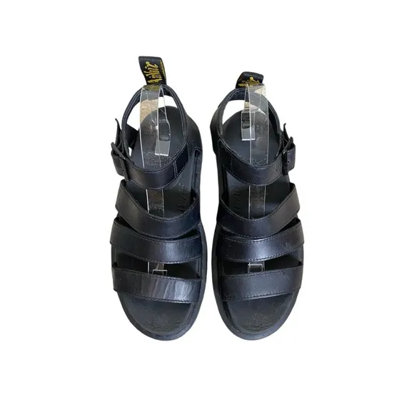 Dr. Martens Black Blaire Brando Leather Strappy Chunky Platform Sandals