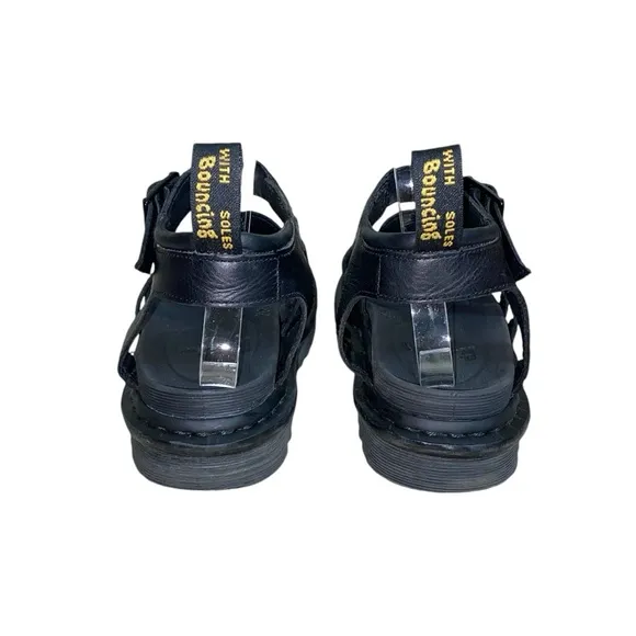 Dr. Martens Black Blaire Brando Leather Strappy Chunky Platform Sandals