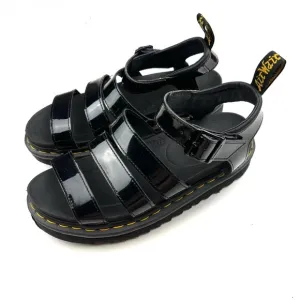 Dr. Martens Blaire Black Patent Leather Strappy Platform Lug Sole Sandals size 8