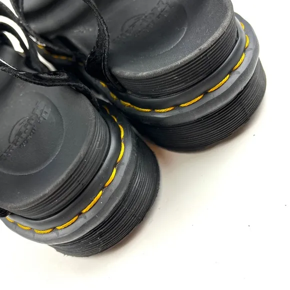 Dr. Martens Blaire Black Patent Leather Strappy Platform Lug Sole Sandals size 8