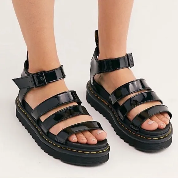 DR MARTENS Blaire patent leather gladiator sandal Sz 8