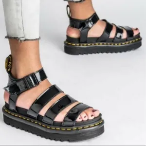 DR MARTENS Blaire patent leather gladiator sandal Sz 8
