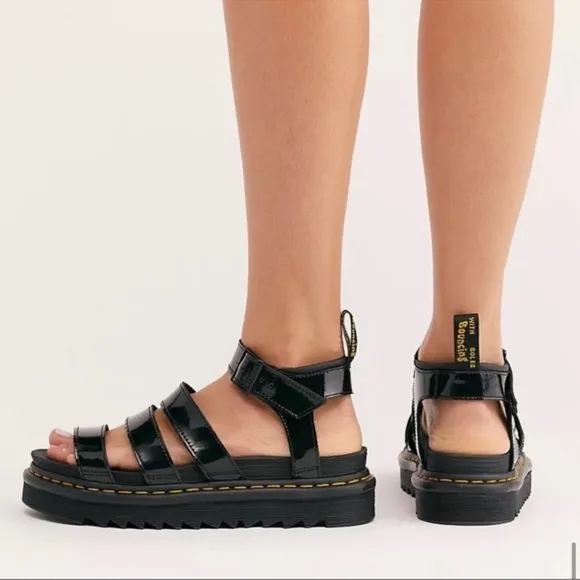 DR MARTENS Blaire patent leather gladiator sandal Sz 8