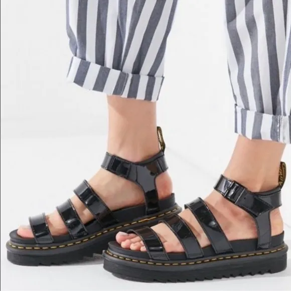 DR MARTENS Blaire patent leather gladiator sandal Sz 8