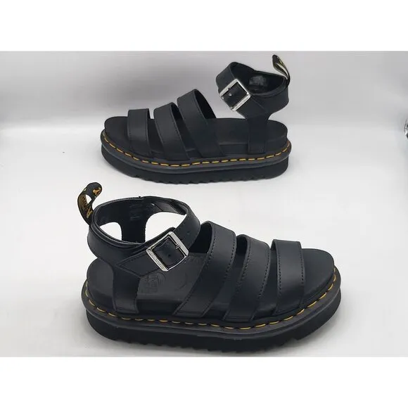Dr. Martens Blaire Sandals Womens Size 5 Strappy Buckle Black SoftWair Platform