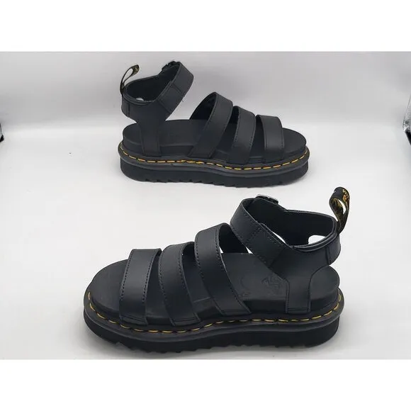 Dr. Martens Blaire Sandals Womens Size 6 Strappy Buckle Black SoftWair Platform