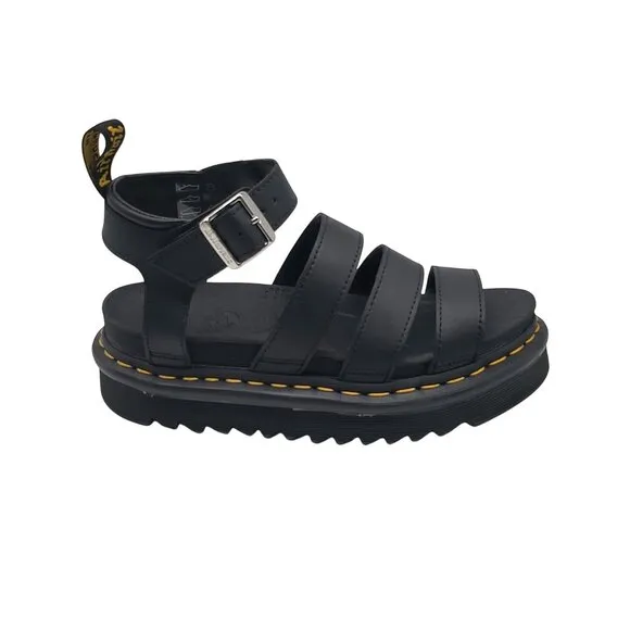 Dr. Martens Blaire Sandals Womens Size 6 Strappy Buckle Black SoftWair Platform
