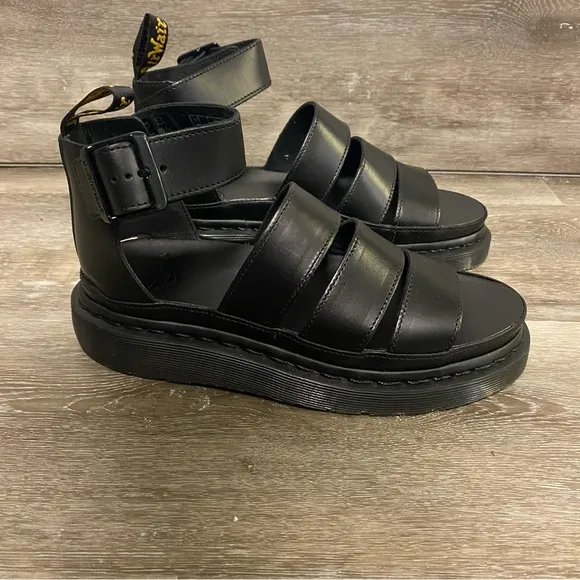 Dr. Martens | Clarissa II Leather Strappy Sandals Black NEW