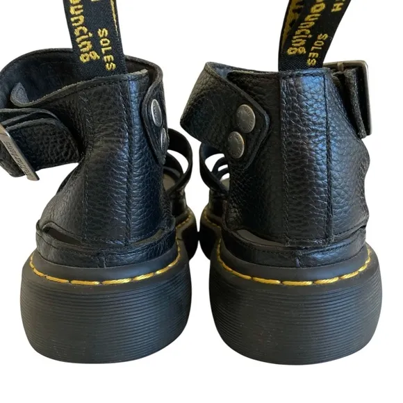 DR MARTENS Clarissa II Quad Leather Gladiator Strap Sandals Black
