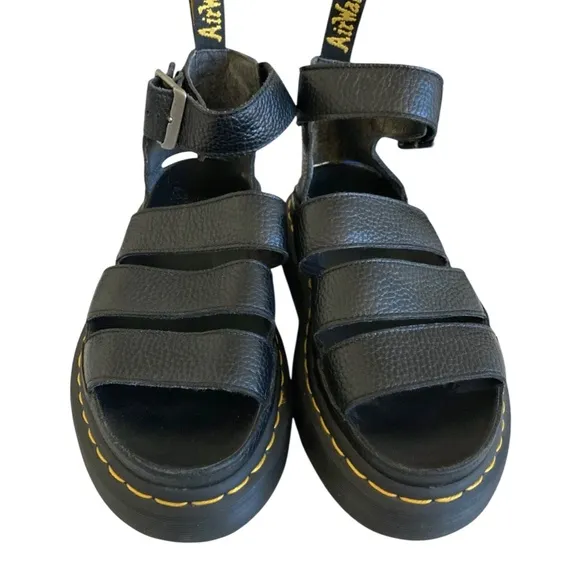 DR MARTENS Clarissa II Quad Leather Gladiator Strap Sandals Black
