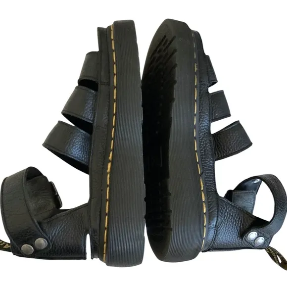 DR MARTENS Clarissa II Quad Leather Gladiator Strap Sandals Black
