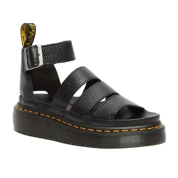 DR MARTENS Clarissa II Quad Leather Gladiator Strap Sandals Black