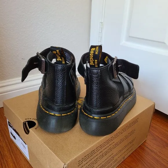 Dr. Martens Clarissa II Women's Leather Platform Sandals - Black Milled Nappa
