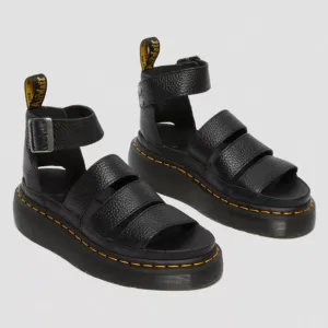 Dr. Martens Clarissa II Women's Leather Platform Sandals - Black Milled Nappa