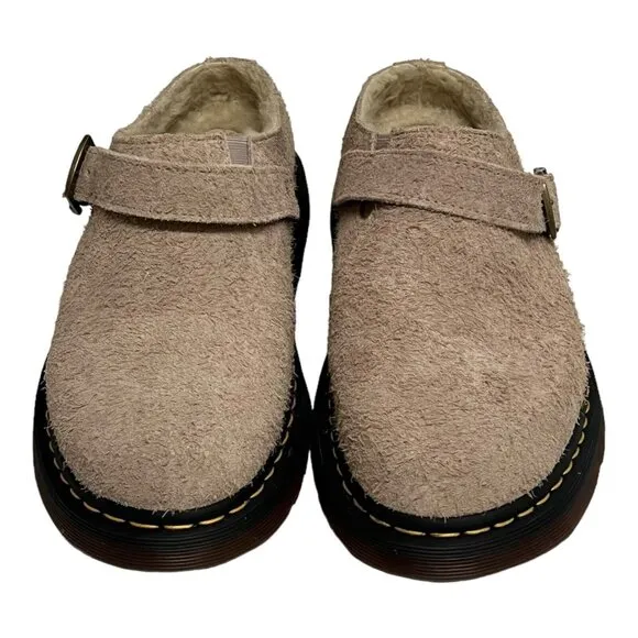 Dr. Martens Isham Faux Shearling Slingback Mules Taupe Unisex Size M11/ W12