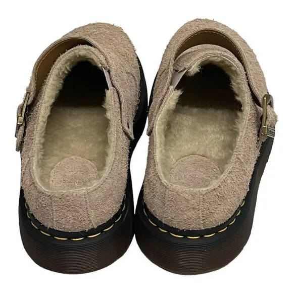 Dr. Martens Isham Faux Shearling Slingback Mules Taupe Unisex Size M11/ W12