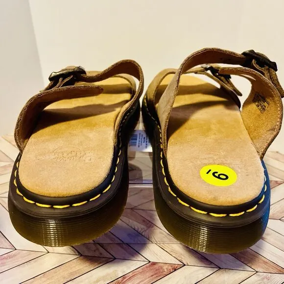 Dr. Martens Josef Nubuck Leather Buckle Slide Sandals Men's 9 W 10 Savannah Tan