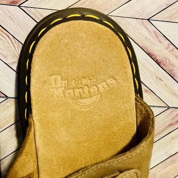 Dr. Martens Josef Nubuck Leather Buckle Slide Sandals Men's 9 W 10 Savannah Tan