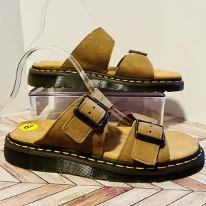 Dr. Martens Josef Nubuck Leather Buckle Slide Sandals Men's 9 W 10 Savannah Tan