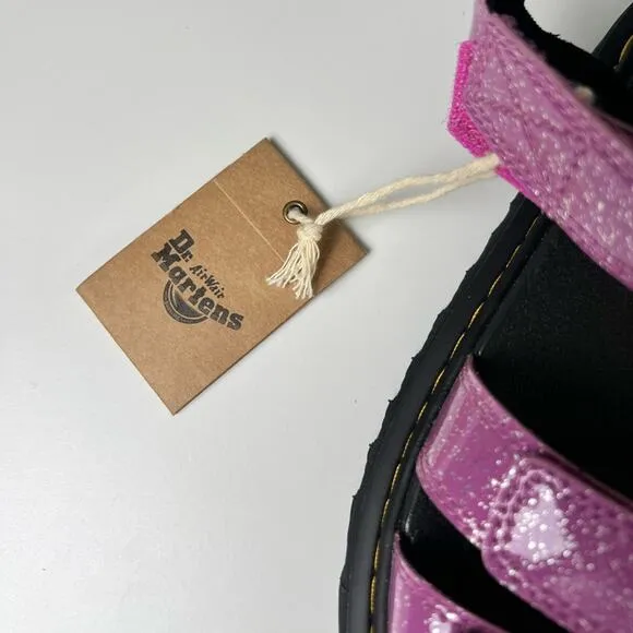Dr. Martens Junior Pink Three Strap Klaire Glitter Sandals W5