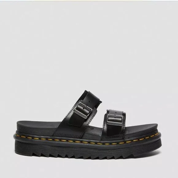 Dr Martens MYLES BRANDO LEATHER BUCKLE SLIDE SANDALS