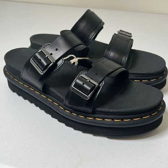 Dr Martens MYLES BRANDO LEATHER BUCKLE SLIDE SANDALS