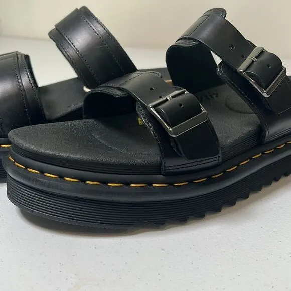 Dr Martens MYLES BRANDO LEATHER BUCKLE SLIDE SANDALS