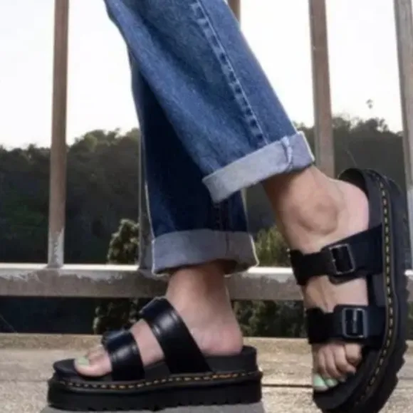 DR MARTENS MYLES SLIDE DOUBLE STRAP SANDAL