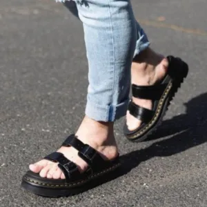 DR MARTENS MYLES SLIDE DOUBLE STRAP SANDAL