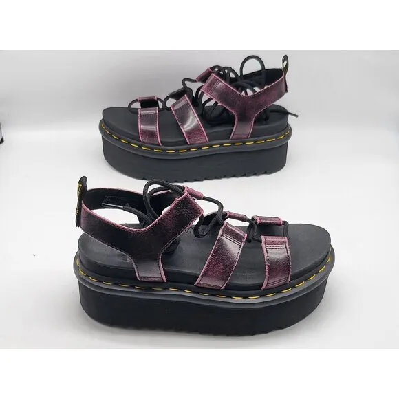 Dr. Martens Nartilla XL Distressed  Womens Platform Gladiator Pink Sandals Sz 7