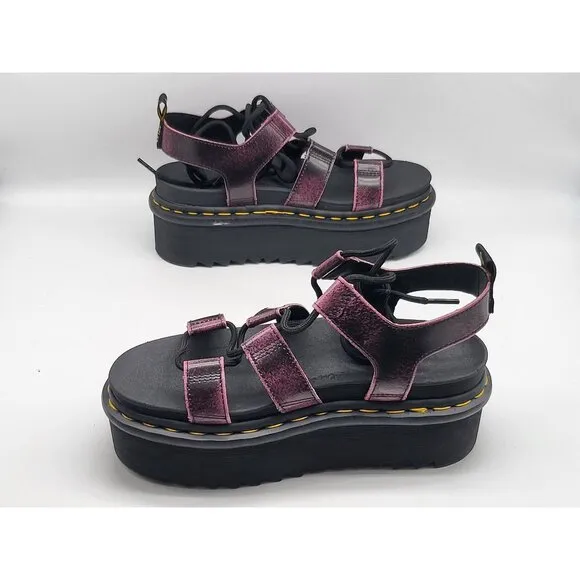 Dr. Martens Nartilla XL Distressed  Womens Platform Gladiator Pink Sandals Sz 7