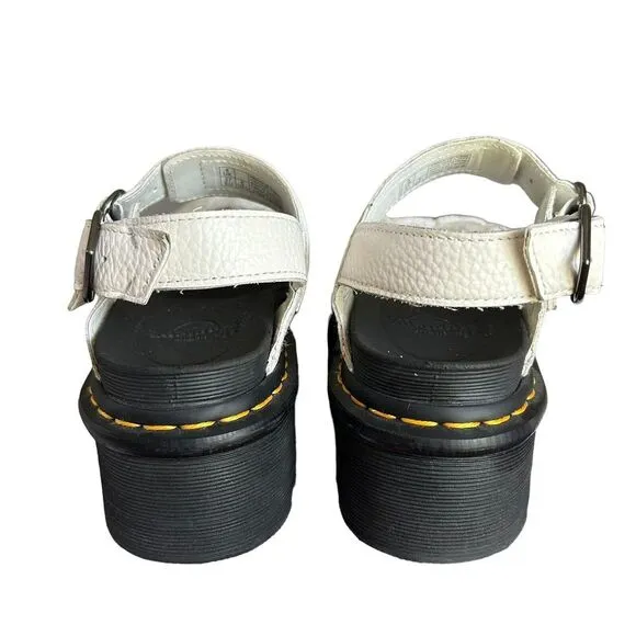 Dr Martens Platform Sandals Womens US 6‎ Voss Quad Fluffy Fur Heart White Y2K
