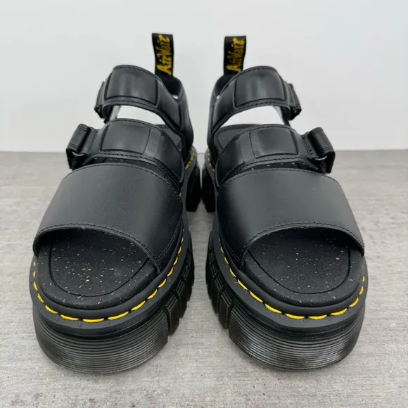 Dr. Martens Ricki 3 Strap Black Leather Sandals - Women's Size 7