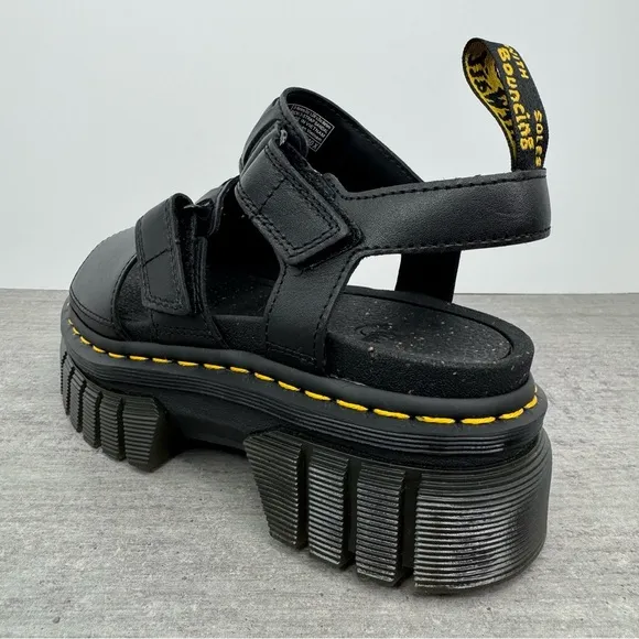Dr. Martens Ricki 3 Strap Black Leather Sandals - Women's Size 7