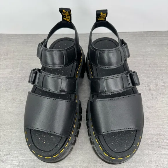 Dr. Martens Ricki 3 Strap Black Leather Sandals - Women's Size 7