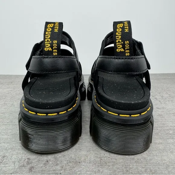 Dr. Martens Ricki 3 Strap Black Leather Sandals - Women's Size 7