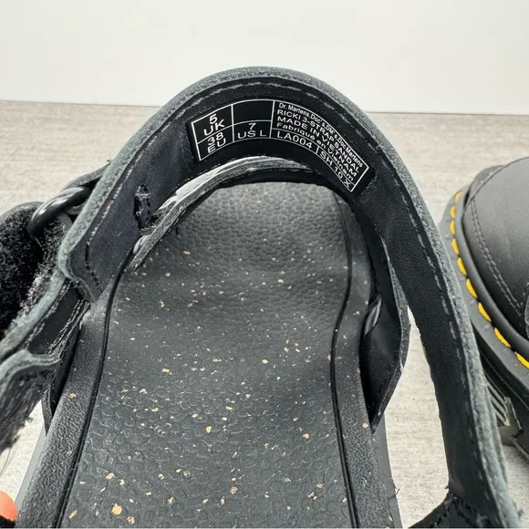 Dr. Martens Ricki 3 Strap Black Leather Sandals - Women's Size 7