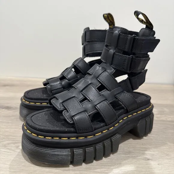 Dr. Martens Ricki Gladiator Nappa Lux Leather Platform Sandals Women 5 Size NEW