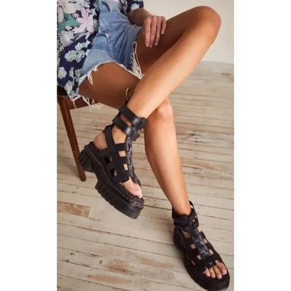 Dr. Martens Ricki Gladiator Nappa Lux Leather Platform Sandals Women 5 Size NEW