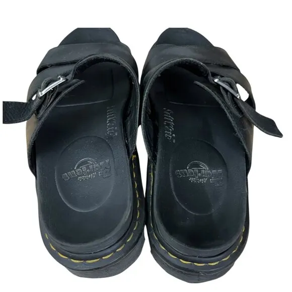 Dr. Martens Ryker Black Leather Strap Slide Sandals Size 11